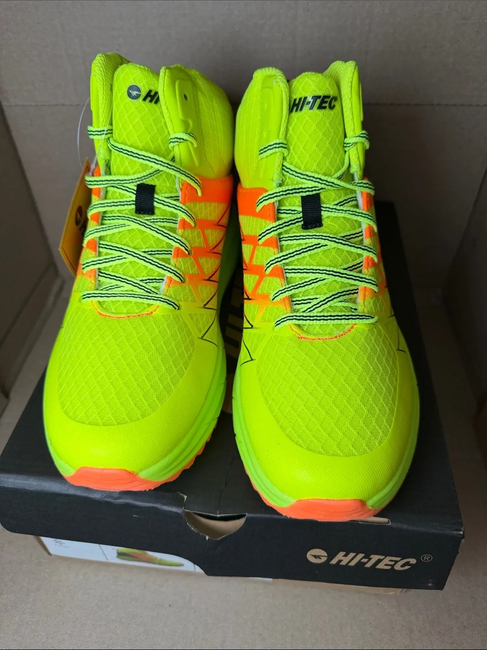Hi-Tec Men’s Neon Green & Orange High-Top Sneakers